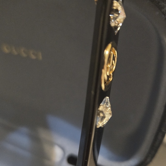 Gucci Rectangle Acetate GG Sunglasses w/ Crystal Stars, Brown Pattern - Picture 12 of 14